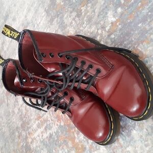 Dr. Martens Cherry Red Ankle Boots